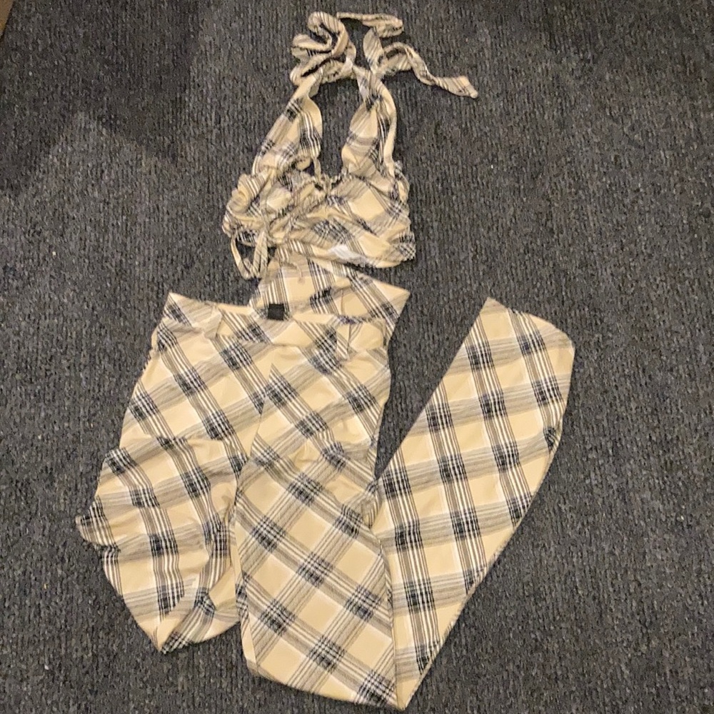 Plaid two piece set